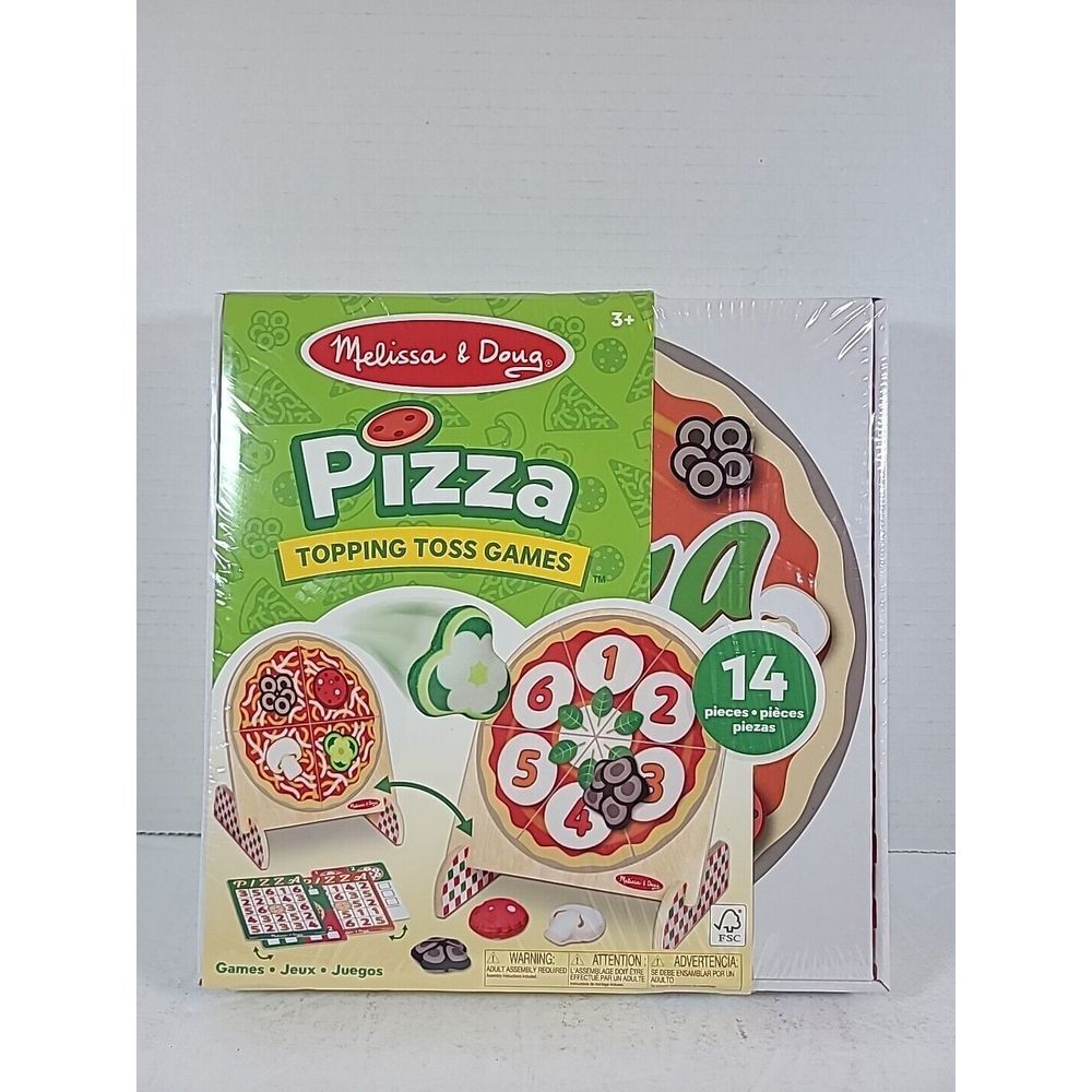 Melissa & Doug Wooden Double-Sided Pizza Topping Toss Games